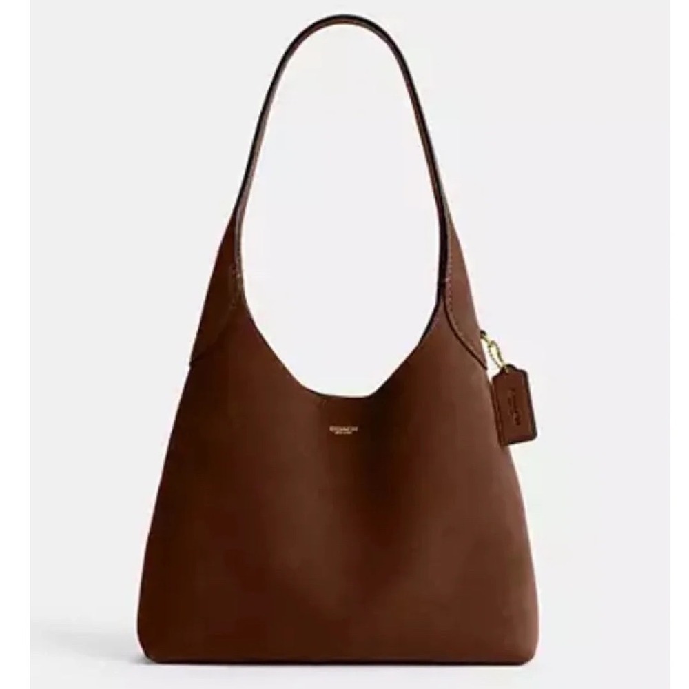 Coach Brown Suede Hobo Shoulder Bag Gold Hardware IMB0032 - Picture 1 of 9